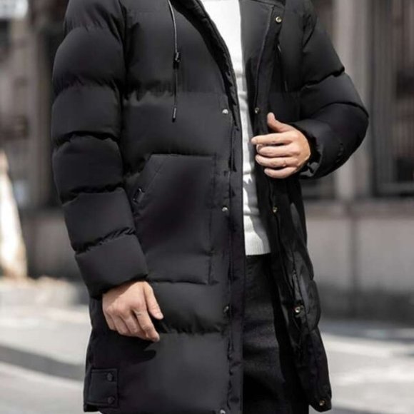Undefined Jackets \u0026 Coats | Men Solid Zip Up Drawstring Hooded Puffer Coat | Color: Black | Size: Xs | Pm-20837871's Closet